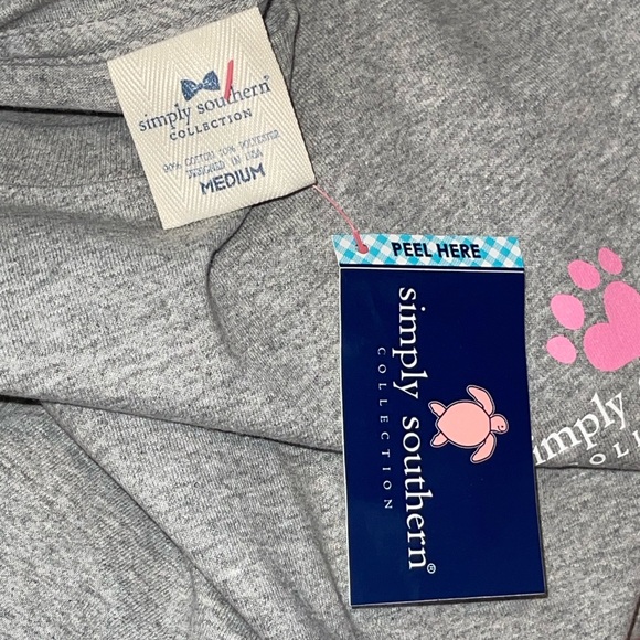 Simply Southern Heather Gray Long Sleeve Tee with Pink Logo - Picture 5 of 5